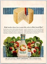 1964 Print Ad Kraft Roka Blue Cheese Dressing Block Cheese Salad Strawberries