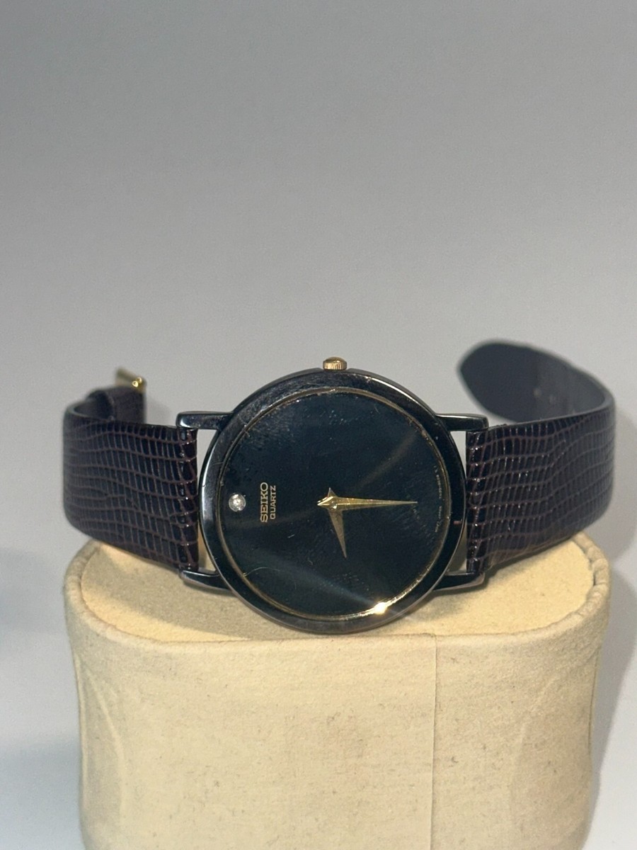 VINTAGE Rare Men's Seiko Museum Quartz Black/Gold Watch w