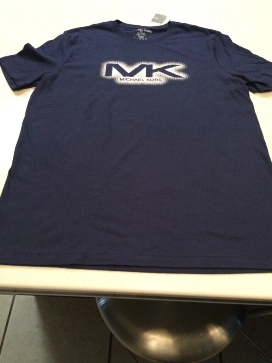 Michael Kors Logo Graphic T Shirt Navy Blue Short Sleeve Men s