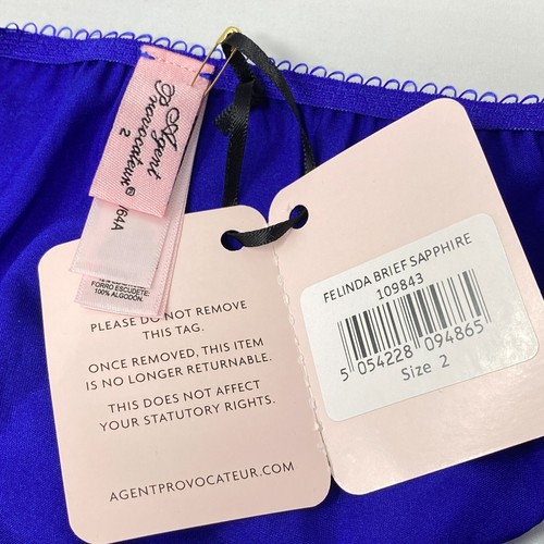 Agent Provocateur Felinda Sapphire Blue Silk Brief AP2 Small NWT - Picture 9 of 9