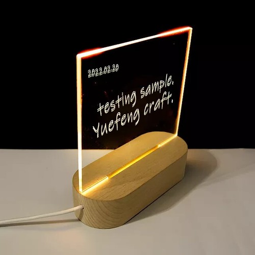LED Lights Wooden Lamp Base USB Cable Switch Night Light with Blank Acrylic 3D L - Picture 4 of 6