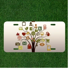 Creative License Plate Auto Tag With Social Media Tree Of Life Design