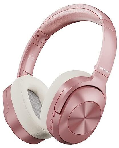 Q1 Active Noise Cancelling Headphones with Microphone，Wireless Over Rose gold