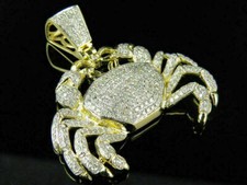 2Ct Round Cut Moissanite Wedding Crab Cancer Zodiac Pendant Yellow Gold plated