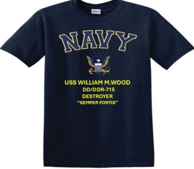 USS WILLIAM M.WOOD*DD/DDR-715*DESTROYER*EAGLE SHIRT* NAVY OFFICIALLY LICENSED