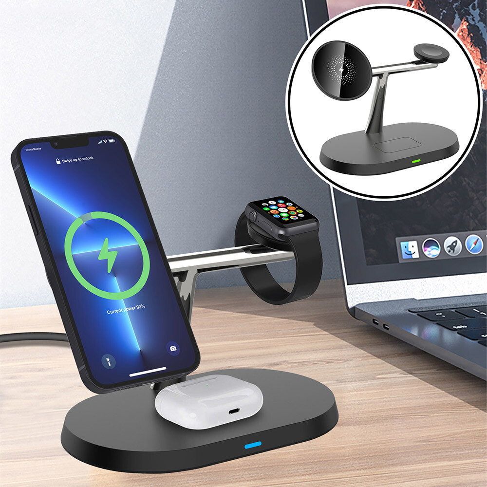 3in1 Magnetic Wireless Charger Station For Apple Watch S10/9 iPhone 16 Pro 15 14