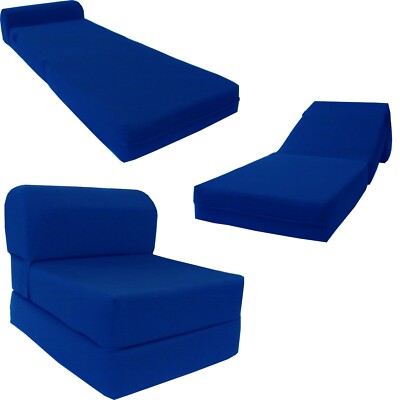 Portable Flip Sleeper Chair Folding Foam Beds, Sofa, Couches 6x24x70 Royal Blue