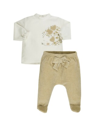 EMC 2tlg Nicki Samt Shirt Strampelhose Baby Fest Strass Gold Gr. 56 62 NeU