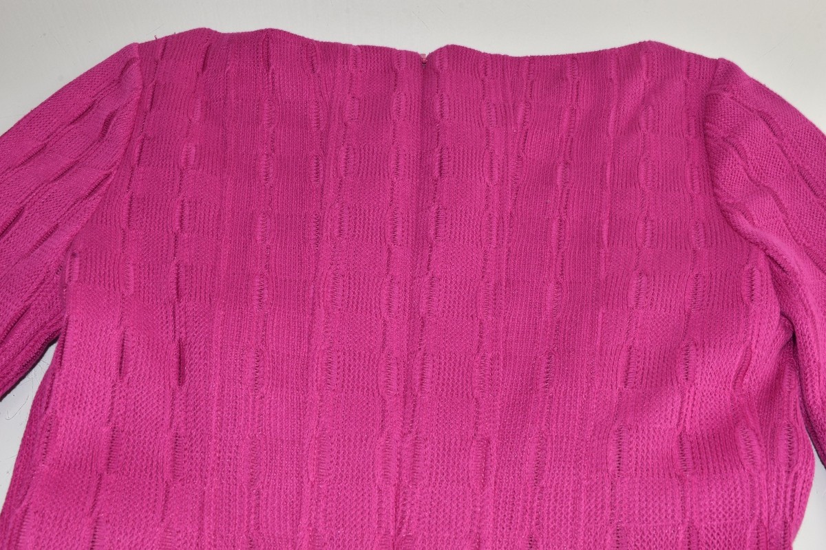 Robe LELA ROSE Maille Jacquard Rose Magenta - Taille 4 - Neuve Avec étiquettes - Évasée