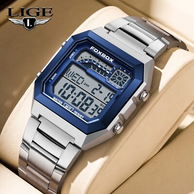 2026 Men's Watch Military Stainless Steel Digital Luminous Waterproof Wristwatch
