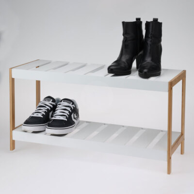 Tier Bamboo Shoe Rack White UK