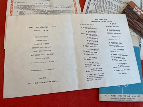 Pan American Airways executive emp. docs.+ maintenance booklet/retirement dinner - Picture 4 of 5