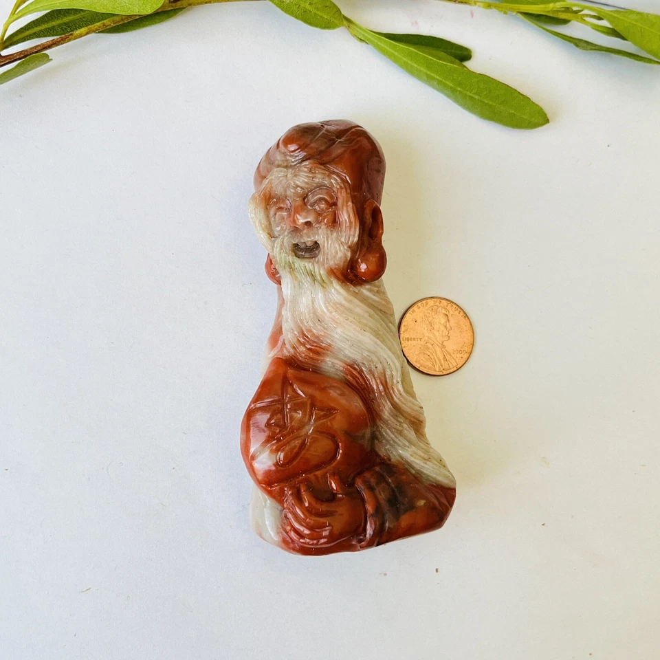 Estatua de pensador de ágata de piedras preciosas naturales tallada a mano decoración de escritorio de oficina en casa Foto 2 de 4