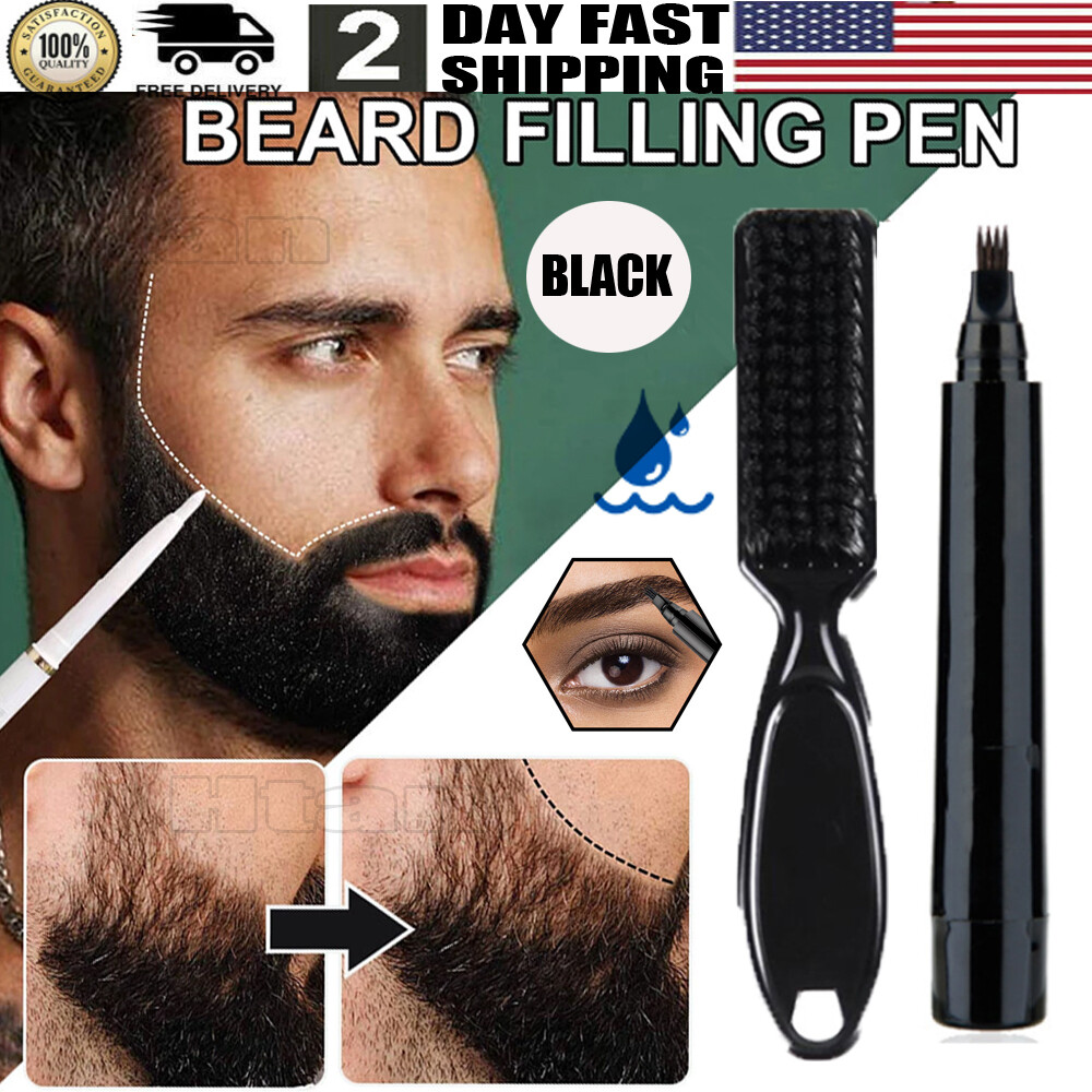 Beard Filling Pen Kit Salon Hair Engraving Styling Eyebrow Brush Waterproof Tool
