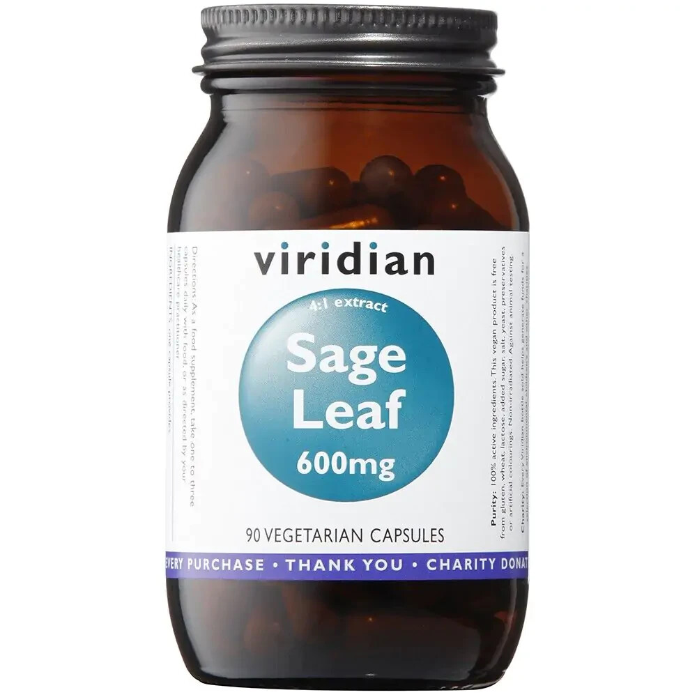Viridian Sage Leaf 600mg 90 Vegetarian Capsules