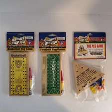 Games On The Go Lot of 3 Wood Peg Football Basketball The Peg Game Travel Gift