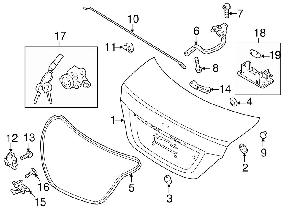 Sello de cubierta de tapa de goma para maletero Hyundai Accent 2012-2017 sedán Foto 3 de 4