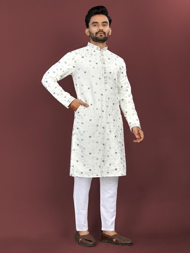 Indien Pure Coton Kurta Pour Hommes Mariage Vêtement Déguisement Reyon Pyjama