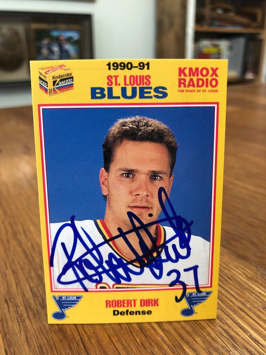 1990-91 KODAK KMOX ST. LOUIS BLUES ROBERT DIRK SIGNED AUTOGRAPHED