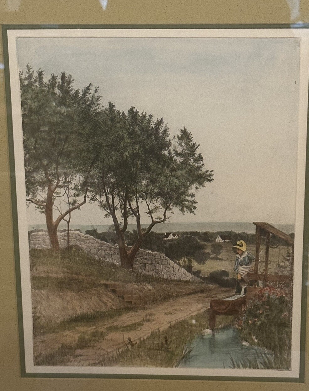 Vintage Framed Hand Colored Engraving Print, RURAL LIFE - W. King Ambler