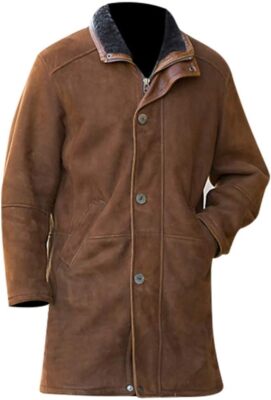 Longmire Walt Mysteries Robert Sheriff Brown Suede Trench Leather Jacket Coat