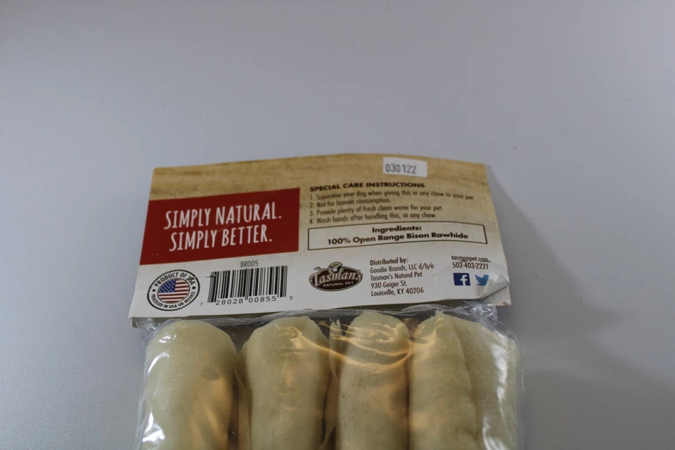 Tasman's Natural Pet Pack de 4 rollos de cuero crudo de búfalo premium totalmente naturales de 5" Foto 3 de 4