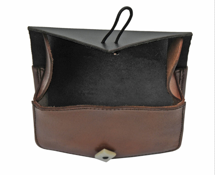 Medieval Genuine Leather Black Sporran Pouch with Box Bone Button HS-4418
