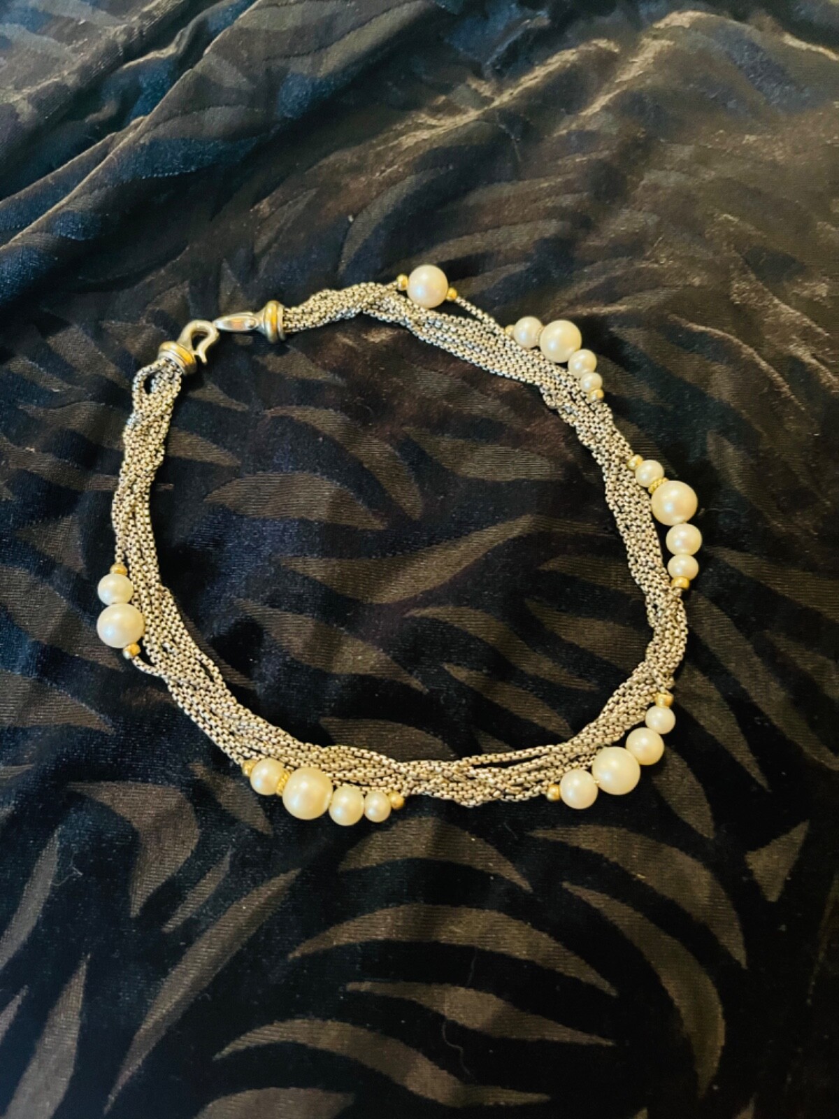 David Yurman Multi Strand Box Chain Pearl Necklace Wo… Gem