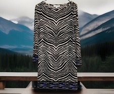Michael  Michael Kors M Black Gray Zebra Stripe Print Dress Medium Long Sleeves