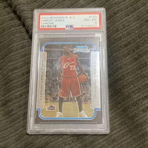 LEBRON JAMES 2003 04 BOWMAN CHROME ROOKIES & STARS #123 RC ROOKIE PSA 8