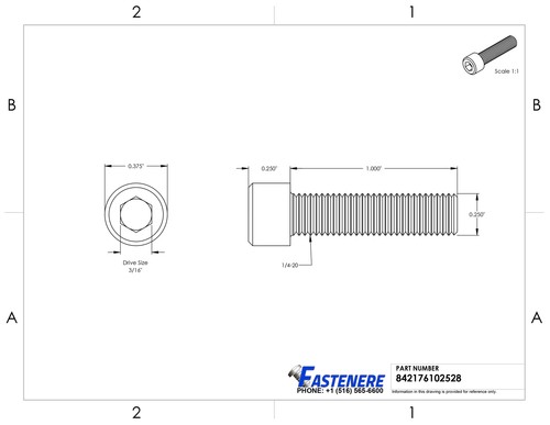1/4-20 X 1" Socket Head Cap Screws Allen Drive Stainless Steel Bolt Qty 25 - Picture 2 of 3