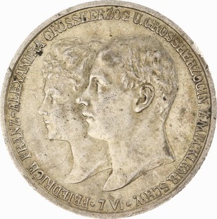 Mecklenburg Schwerin 2 Mark 1904 Hochzeit