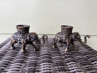 Krisna Brass Handicraft Pair Of Elephant Candle Holders 