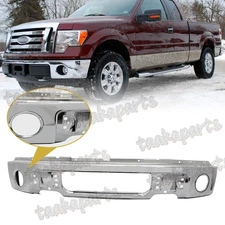 Steel Front Bumper Face Bar Chrome W/Fog Hole W/O Sensor For F150 2009-2014