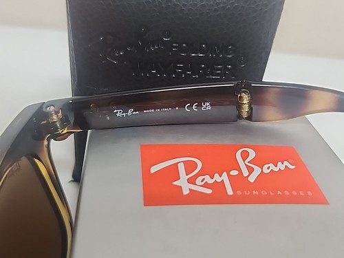 Folding Ray-Ban Wayfarer Light Havana Frame & B-15 Brown Lenses New In Box - Picture 7 of 17