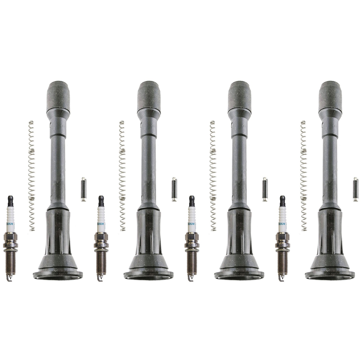 Denso 4 Iridium Long-Life Spark Plugs 4 Coil Boots Kit for Equator Frontier L4