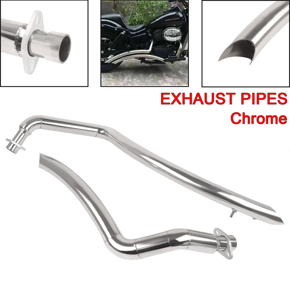 Exhaust Pipes System For Honda Shadow Aero750 ACE 750 Spirit750 VT400 VT750 - Image 3 of 4