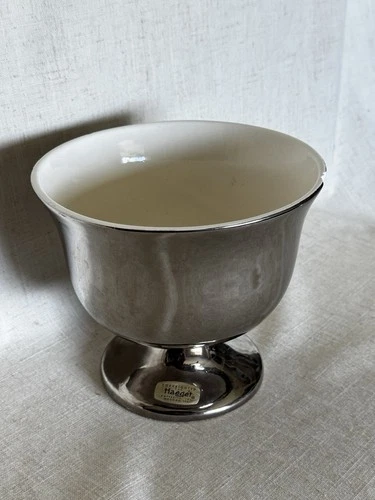 Vintage RARE Haeger USA Silver Chrome Pedestal Planter Vase 6” Mid Century Mod