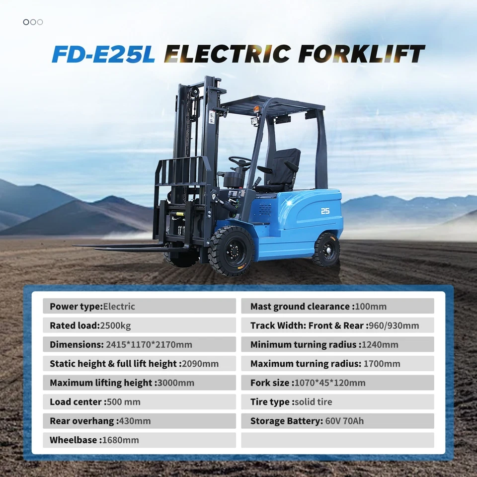 Carretilla elevadora eléctrica de 2,5 toneladas envío gratuito neumáticos sólidos almacén de EE. UU. EPA Foto 2 de 4