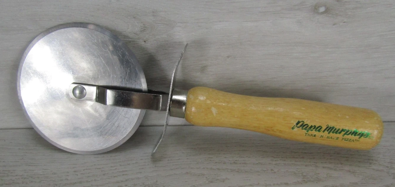 Large Papa Murphy's Pizza Cutter Wood Handle Used