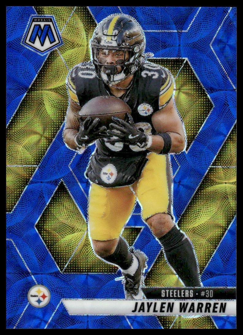 Jaylen Warren 2025 Panini Mosaic #144 Blue Scope Pittsburgh Steelers
