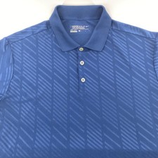 Nike Golf Polo Shirt Mens Large Blue Stripe Dri-Fit Performance Short Sleeve