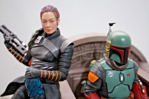 Star Wars the Mandalorian Boba Fett, Fennec Shand on Throne, Iron Studios, SS