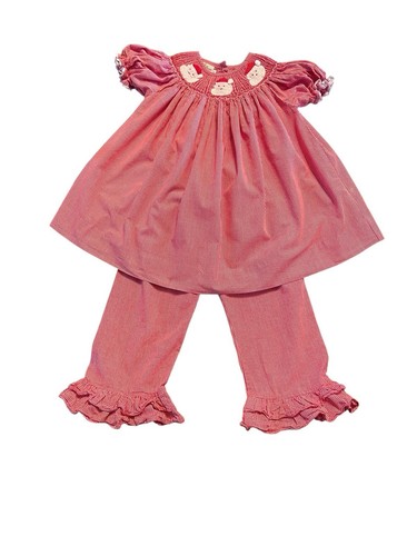 Girls red, white 2 piece pants and top Christmas outfit by Grace Haven. SZ 4T