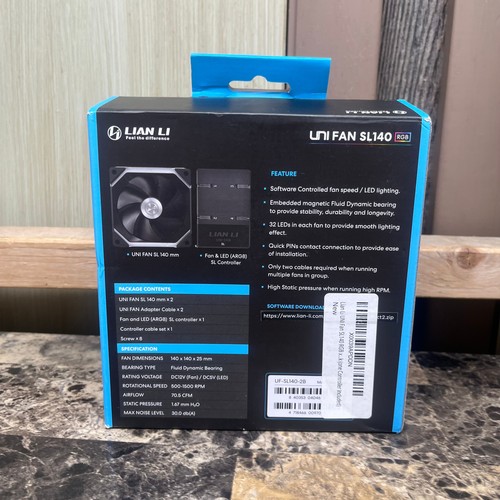 Lian Li Unifan SL140 RGB Daisy-Chain ARGB Ventilateur Noir Lot de 2 UF-SL140-2B (NEUF) - Photo 2/3