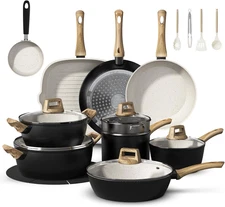25-PC Pots and Pans Set Non Stick Ceramic Cookware Set, Healthy Non Toxic Kitche