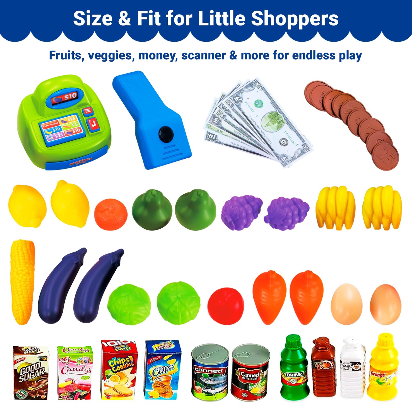 как выглядит Grocery Store Playset for Kids - Toy Shopping Cart, Cash Register Food фото