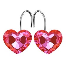 Set of 12 Heart Shape Clear Bling Rhinestone Shower Curtain Hooks Rings Pink