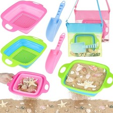 Beach Toys 6 PCS Sand Sifter The Beach Sand Toys W/ 2 Collapsible Sand Sifters