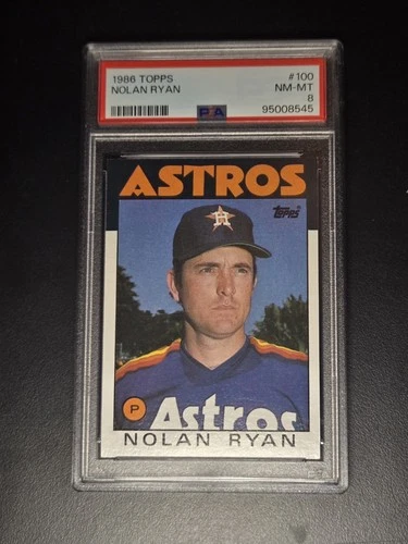 1986 Topps baseball # 100 Nolan Ryan PSA 8 NM-MT. Houston Astros NICE CARD!!!!